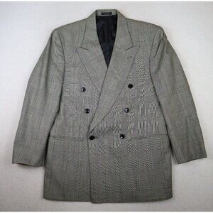 ALBERT NIPON - MENS BLACK & BEIGE PLAID DOUBLE-BREASTED BLAZER SPORT COAT - 39R